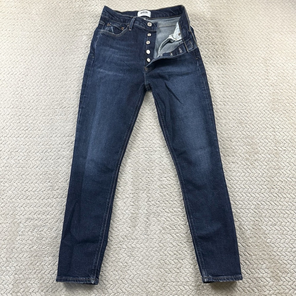 Agolde‎ Nico High Rise Slim Jeans Women's 25 Dark wash Button fly Preppy Modern